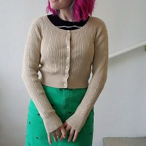 Sweet Tan Cable Knit Crop Cardigan